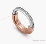 Luxury Replica T I F F I NY Silver & Rose Gold Lock Ring with Diamonds